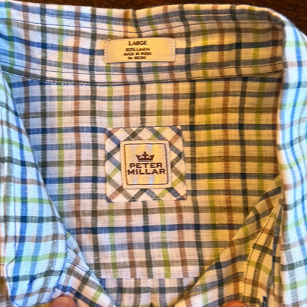 Men’s Large Peter Millar Linen Button Down Shirt